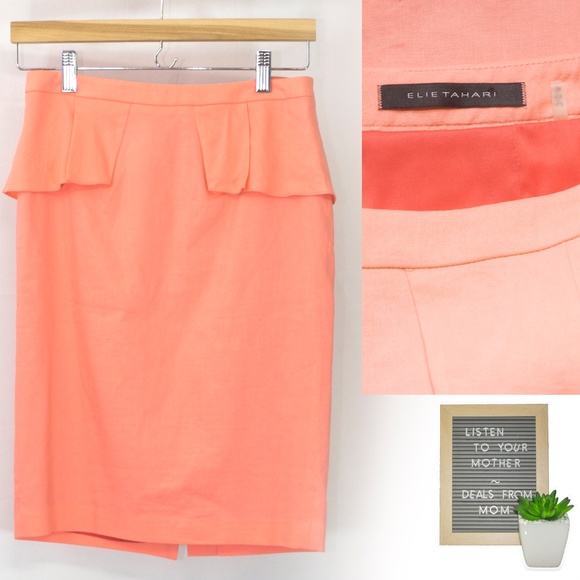 Elie Tahari Dresses & Skirts - Elie Tahari Linen Blend Pencil Skirt Peplum Career